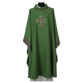 Chasubles: Chasuble 100% polyester inserts tissu croix brodée