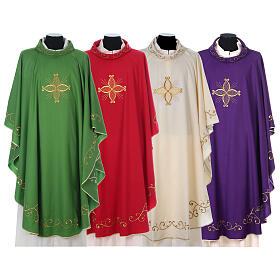 Chasuble in 100% wool with embroidered cross on neck Gamma