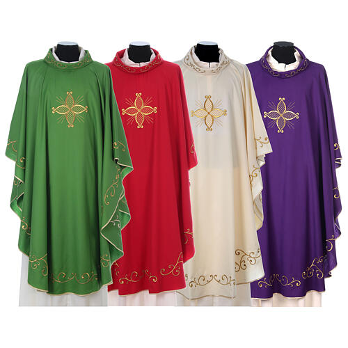 Chasuble in 100% wool with embroidered cross on neck Gamma 1