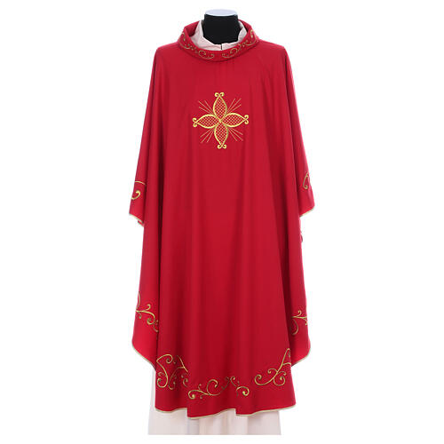 Chasuble in 100% wool with embroidered cross on neck Gamma 6