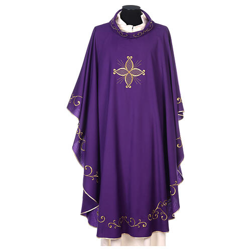 Chasuble in 100% wool with embroidered cross on neck Gamma 9