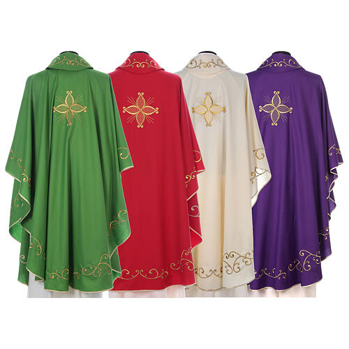 Semi-Gothic Chasuble in 100% wool with embroidered cross on neck Gamma 13
