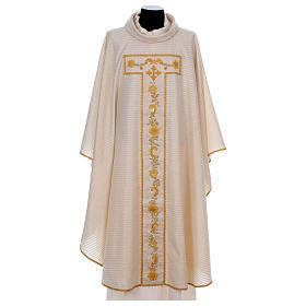 Chasuble in 100% wool with lurex and super soft damask stole Gamma