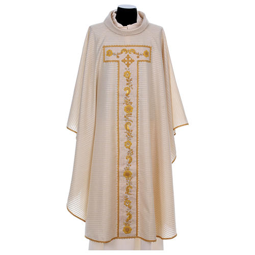 Chasuble in 100% wool with lurex and super soft damask stole Gamma 1