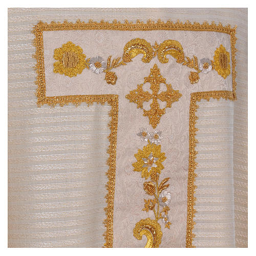 Chasuble in 100% wool with lurex and super soft damask stole Gamma 2