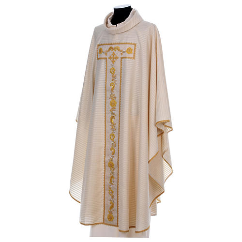 Chasuble in 100% wool with lurex and super soft damask stole Gamma 3