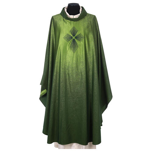 STOCK Chasuble blended colour with embroided Cross, wool Gamma 3