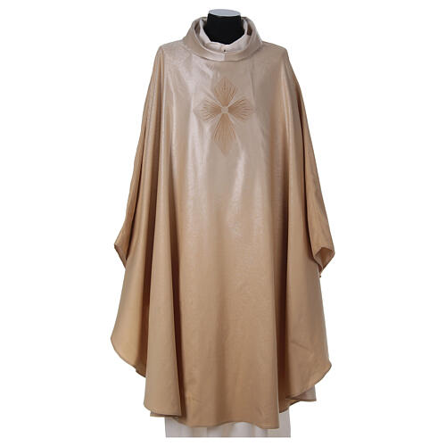 STOCK Chasuble blended colour with embroided Cross, wool Gamma 6
