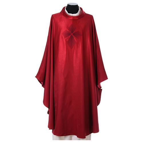 STOCK Liturgical Wool Chasuble in blended color with embroided Cross Gamma 5