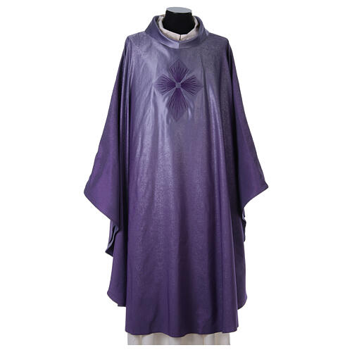 STOCK Liturgical Wool Chasuble in blended color with embroided Cross Gamma 8