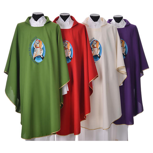 STOCK Casula Giubileo Misericordia scritta TEDESCO poliestere ricamato macchina 1