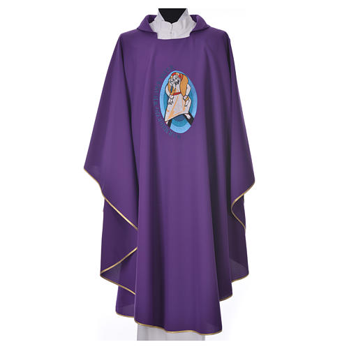 STOCK Casula Giubileo Misericordia scritta TEDESCO poliestere ricamato macchina 3