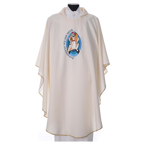 STOCK Casula Giubileo Misericordia scritta TEDESCO poliestere ricamato macchina 4