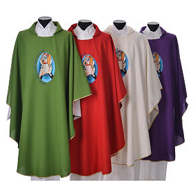 Casulas: STOCK Casula Jubileu Misericórdia escrita INGLÊS poliéster bordado máquina