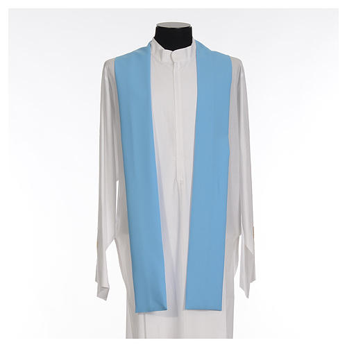 Light blue chasuble in 100% polyester with golden cross 4