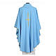 Light blue chasuble in 100% polyester with golden cross s6