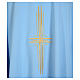 Light blue chasuble in 100% polyester with golden cross s7