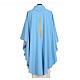 Light blue chasuble in 100% polyester with golden cross s2