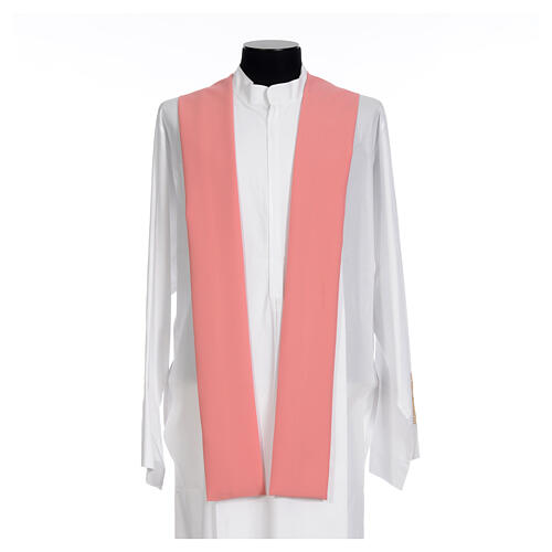 Pink chasuble, 100% polyester, golden cross 4
