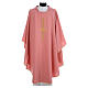 Pink chasuble, 100% polyester, golden cross s5