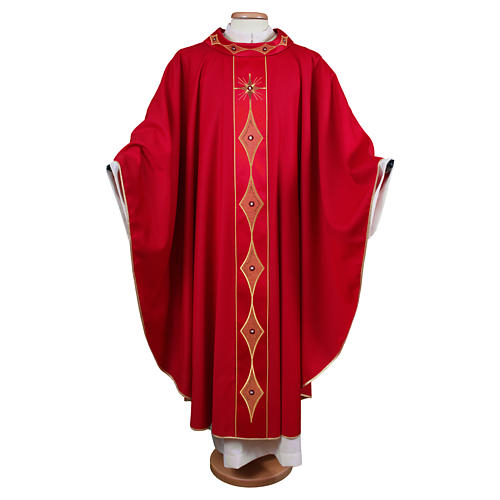 Chasuble en pure laine étole et col brodés Gamma 1