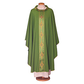 Gothic Cut Chasuble in pure wool with embroidered orphrey and collar Gamma