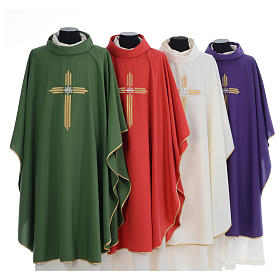 Chasuble gold cross embroidery 100% polyester