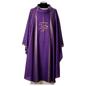 Chasuble in double twist wool, hand-woven fabric