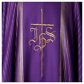 Chasuble in double twist wool, hand-woven fabric