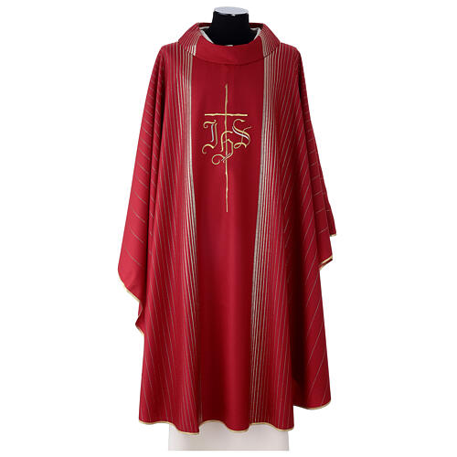 Chasuble in double twist wool, hand-woven fabric 1
