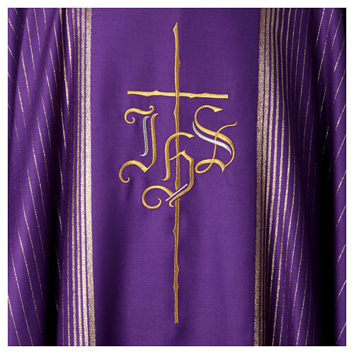 Chasuble in double twist wool, hand-woven fabric 4