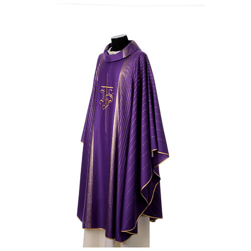 Chasuble in double twist wool, hand-woven fabric 7