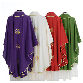 Chasuble in polyester crepe with three crosses and golden edges