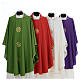 Chasuble in polyester crepe with three crosses and golden edges s1