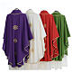 Chasuble in polyester crepe with three crosses and golden edges s2