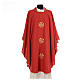 Chasuble in polyester crepe with three crosses and golden edges s4