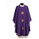 Chasuble in polyester crepe with three crosses and golden edges s6