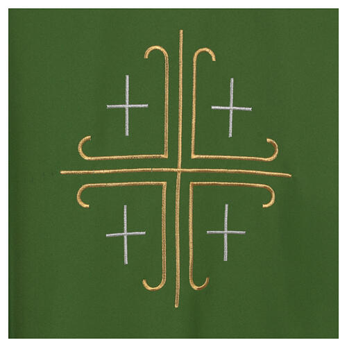 Kasel Krepp Polyester mit goldenen Kreuz und Kreuzen 3