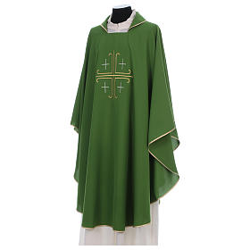 Chasuble in polyester crepe with central cross and for crosses