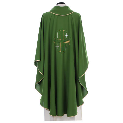 Chasuble in polyester crepe with central cross and for crosses 3