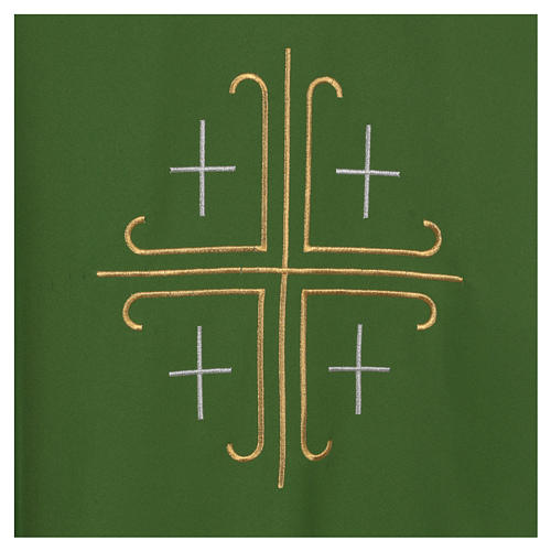 Chasuble in polyester crepe with central cross and for crosses 4