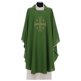 Casulla crepe poliéster cruz central y cuatro cruces