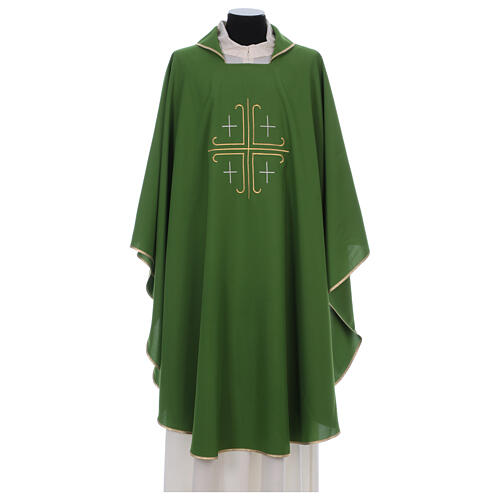 Casulla crepe poliéster cruz central y cuatro cruces 2