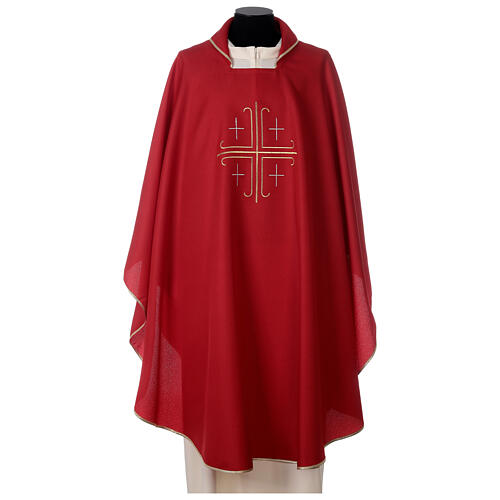 Casulla crepe poliéster cruz central y cuatro cruces 5