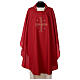 Catholic Chasuble in polyester crepe with central cross and four crosses s5