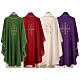 Catholic Chasuble in polyester crepe with central cross and four crosses s8
