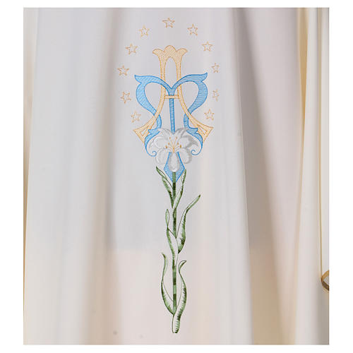 Semi Gothic Chasuble with lily, stars and initials of Mary 2
