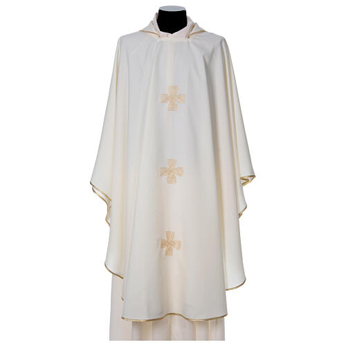 Chasuble with three crosses and woven embroideries 5