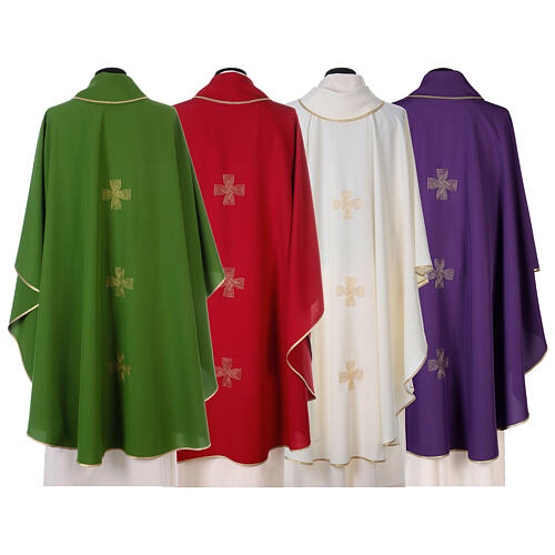 Chasuble with three crosses and woven embroideries 12