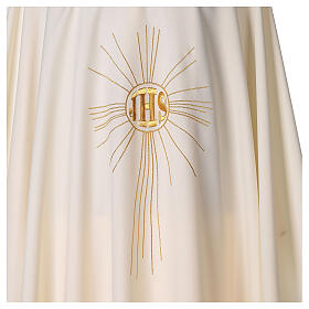 Chasuble in polyester crepe with rays and JHS symbol